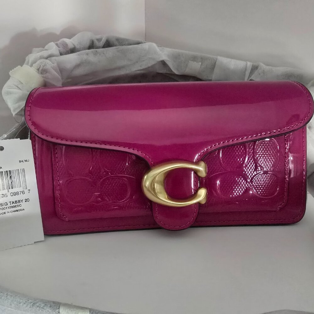 SOLD- Coach Tabby 20 in Signature Patent Leather Magenta - Picture 2 of 8